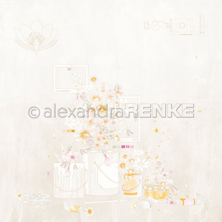 Designpapier 'Florale Farbkomposition Greige' A.RENKE