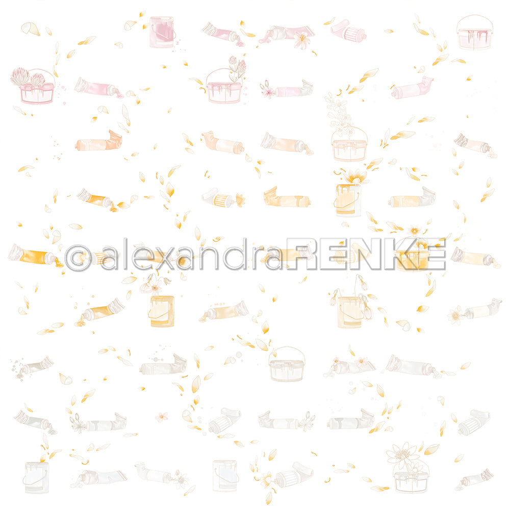 Designpapier 'Floraler Farbtubenrapport' 200g/m²