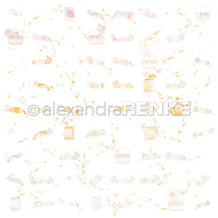 Designpapier 'Floraler Farbtubenrapport' 200g/m²