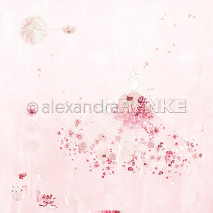 Designpapier 'Florale Blüten Figurine Blumenrosa' 200g/m²