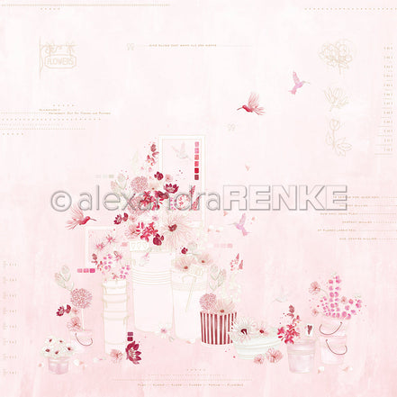 Designpapier 'Florale Blumenarrangements Blumenrosa' 200g/m²