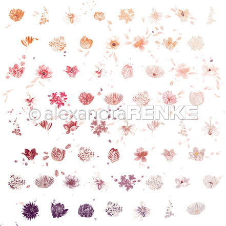 Designpapier 'Floraler Blütenrapport dunkel' 200g/m²