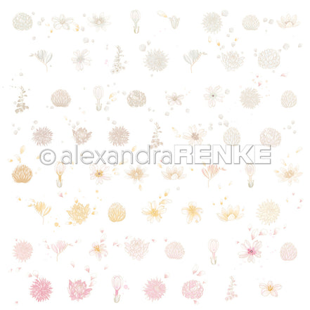 Designpapier 'Floraler Blütenrapport hell' 200g/m²