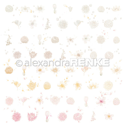 Designpapier 'Floraler Blütenrapport hell' 200g/m²