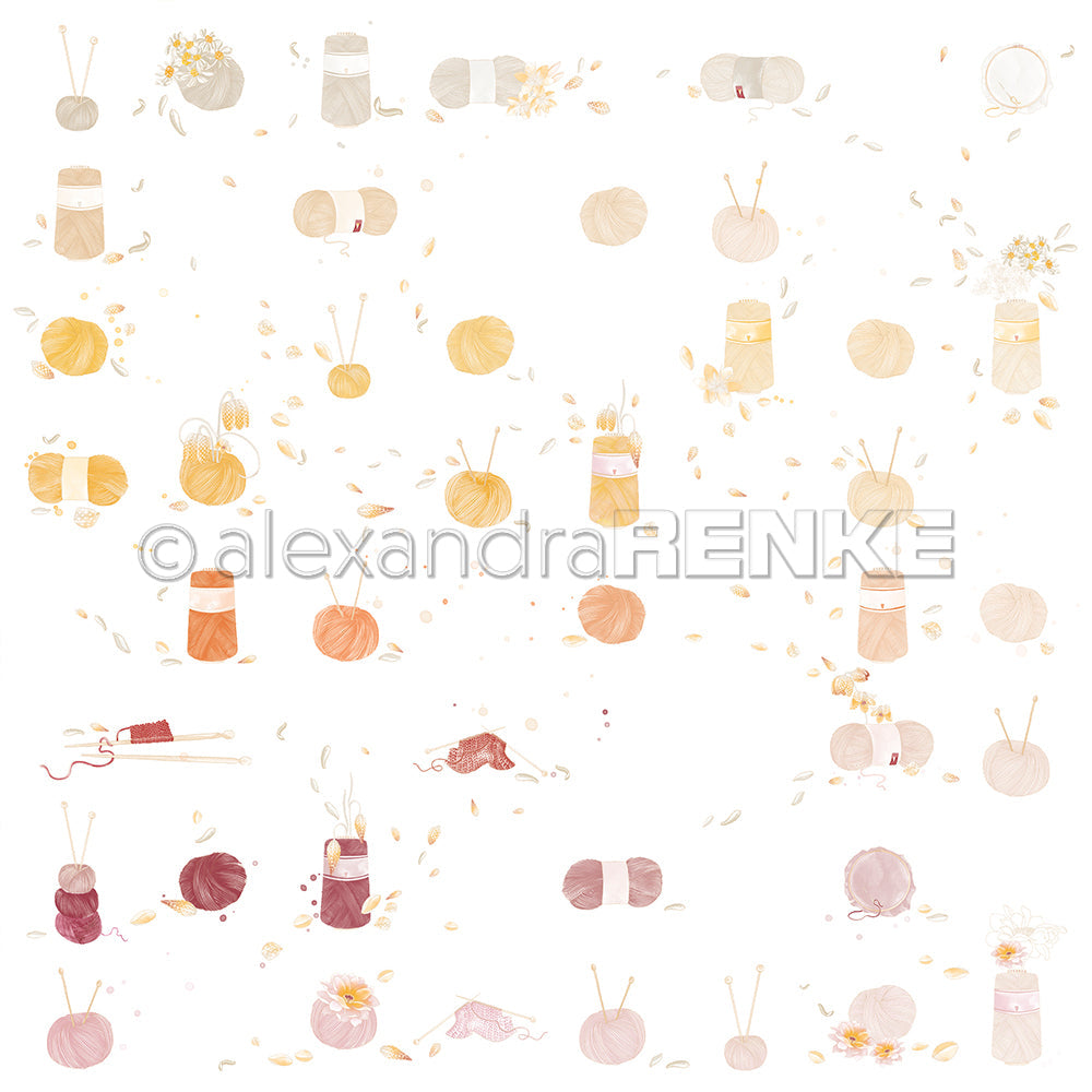 Designpapier 'Floraler Wollrapport' 200g/m²