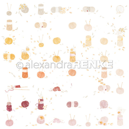 Designpapier 'Floraler Wollrapport' 200g/m²