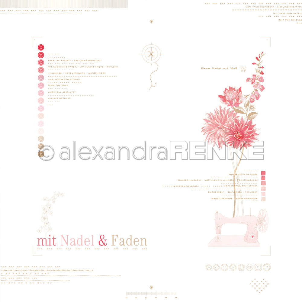 Designpapier 'Mit Nadel & Faden Layout' 200g/m²