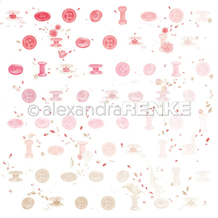 Designpapier 'Floraler Knopf-Garnrapport' 200g/m²
