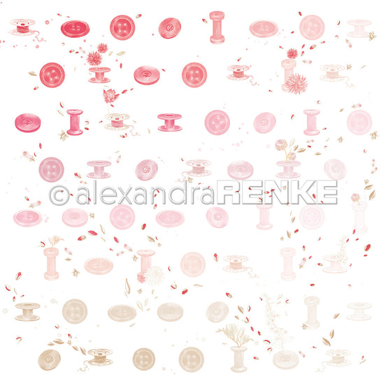 Designpapier 'Floraler Knopf-Garnrapport' 200g/m²