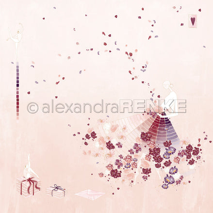 Designpapier 'Florale Brief Figurine Altrosa' 200g/m²