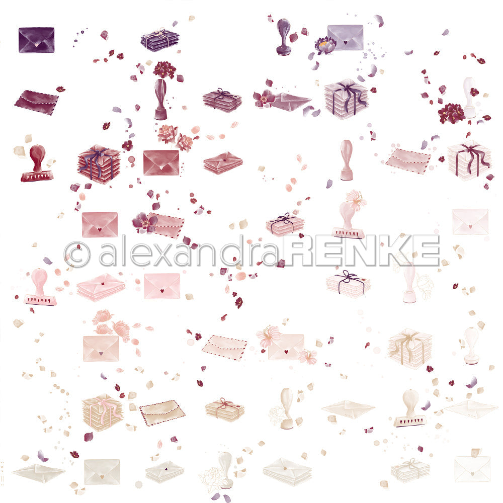Designpapier 'Floraler Briefrapport' 200g/m²