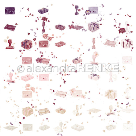 Designpapier 'Floraler Briefrapport' 200g/m²
