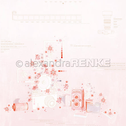 Designpapier 'Florale Fotokomposition Blassrosa' 200g/m²