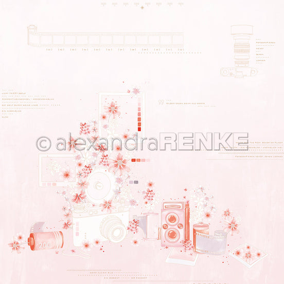 Designpapier 'Florale Fotokomposition Blassrosa' 200g/m²