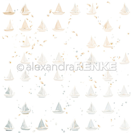 Designpapier 'Floraler Schiffsrapport' 200g/m²