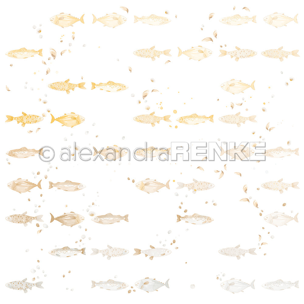 Designpapier 'Floraler Fischrapport' 200g/m²
