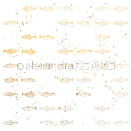 Designpapier 'Floraler Fischrapport' 200g/m²