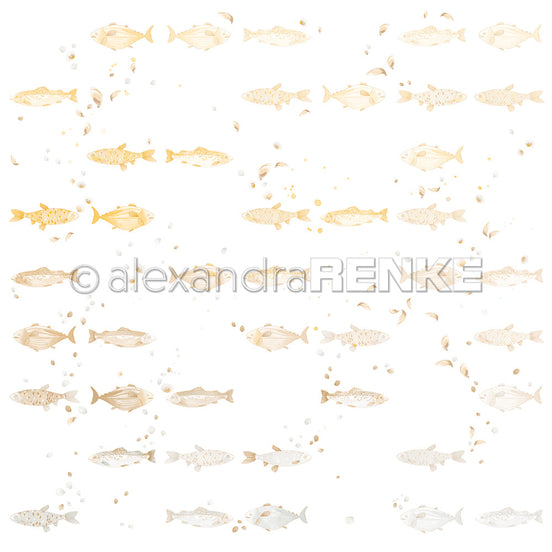Designpapier 'Floraler Fischrapport' 200g/m²