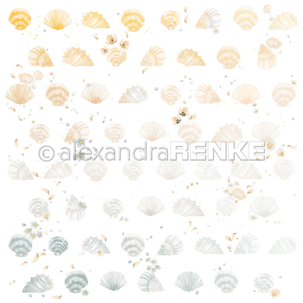 Designpapier 'Floraler Muschelrapport' 200g/m²