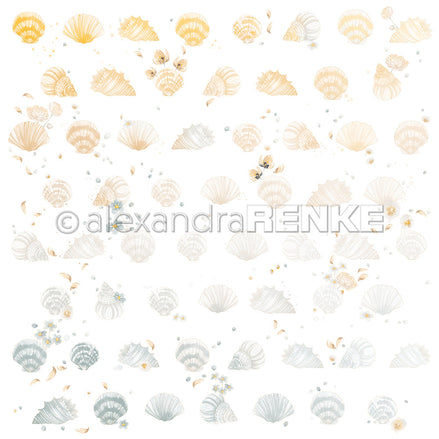 Designpapier 'Floraler Muschelrapport' 200g/m²