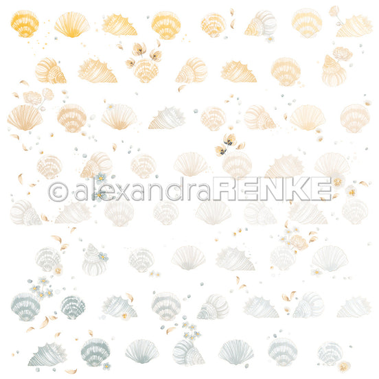 Designpapier 'Floraler Muschelrapport' 200g/m²