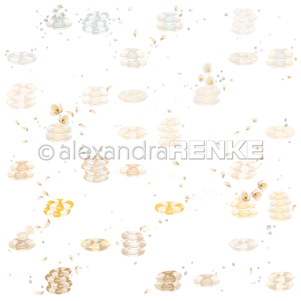 Designpapier 'Floraler Schwimmringrapport' 200g/m²