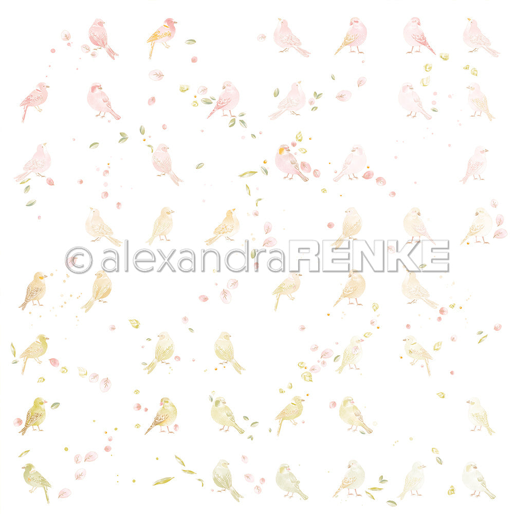 Designpapier 'Floraler Vogelrapport' 200g/m²