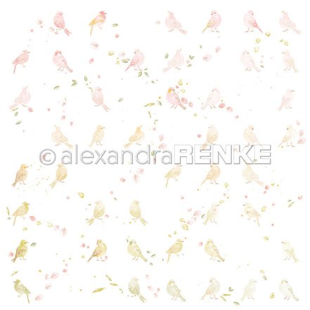 Designpapier 'Floraler Vogelrapport' 200g/m²