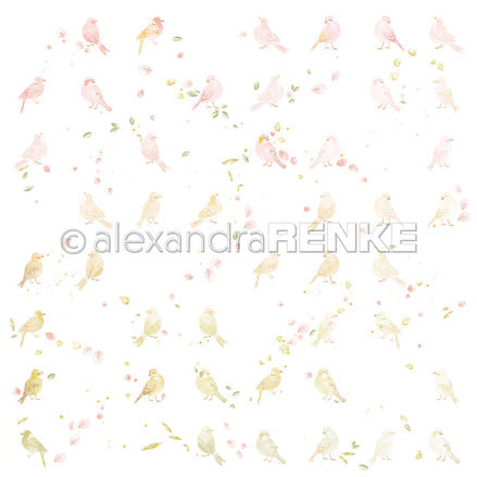 Designpapier 'Floraler Vogelrapport' 200g/m²