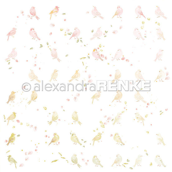 Designpapier 'Floraler Vogelrapport' 200g/m²