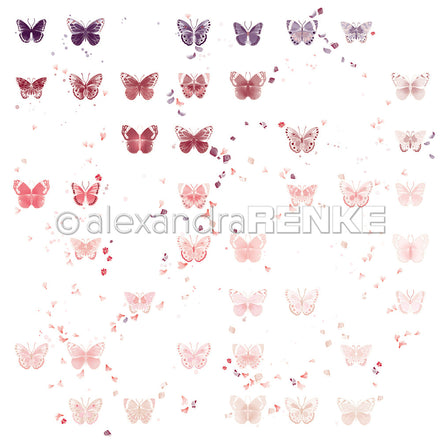 Designpapier 'Floraler Schmetterlingsrapport 01' 200g/m²