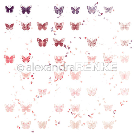 Designpapier 'Floraler Schmetterlingsrapport 01' 200g/m²
