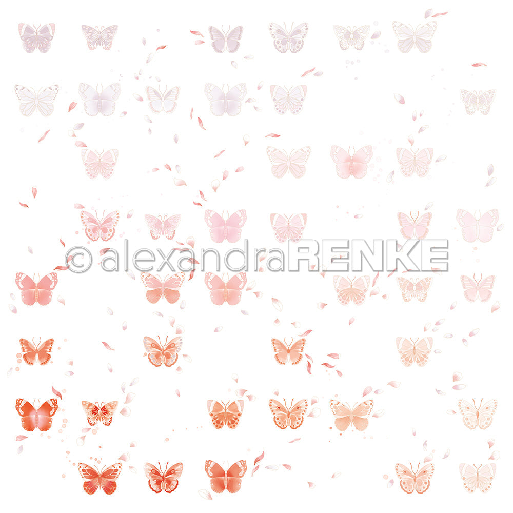 Designpapier 'Floraler Schmetterlingsrapport 02' 200g/m²