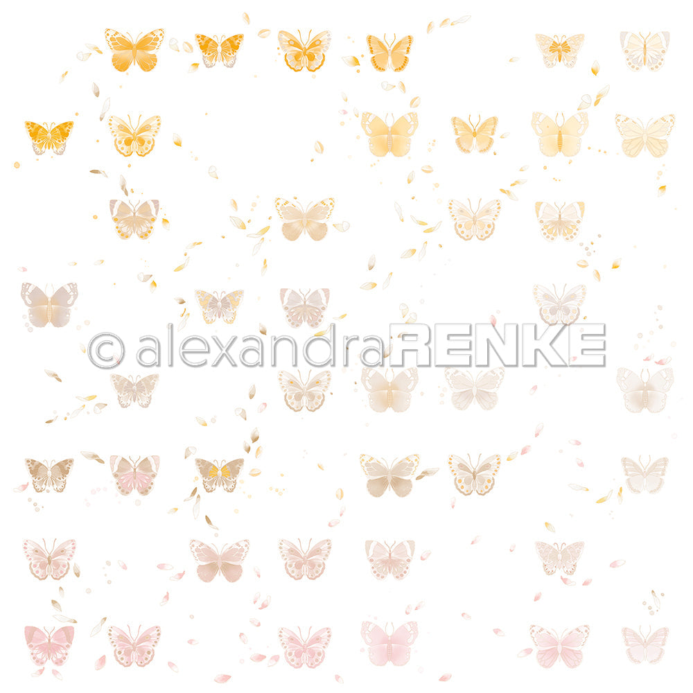 Designpapier 'Floraler Schmetterlingsrapport 03' 200g/m²