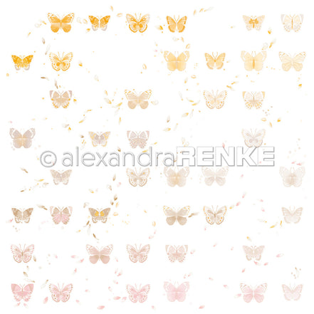 Designpapier 'Floraler Schmetterlingsrapport 03' 200g/m²