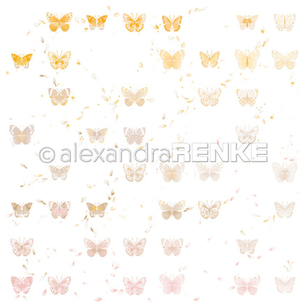 Designpapier 'Floraler Schmetterlingsrapport 03' 200g/m²