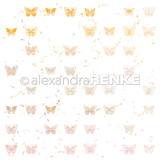 Designpapier 'Floraler Schmetterlingsrapport 03' 200g/m²