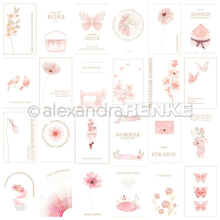 Designpapier 'Floraler Kärtchenbogen Rosa' 200g/m²