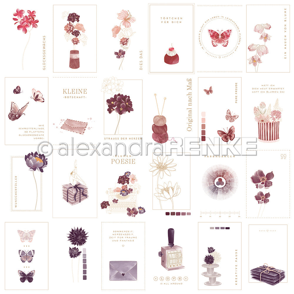 Designpapier 'Kärtchenbogen Bordeaux Violett' 200g/m²