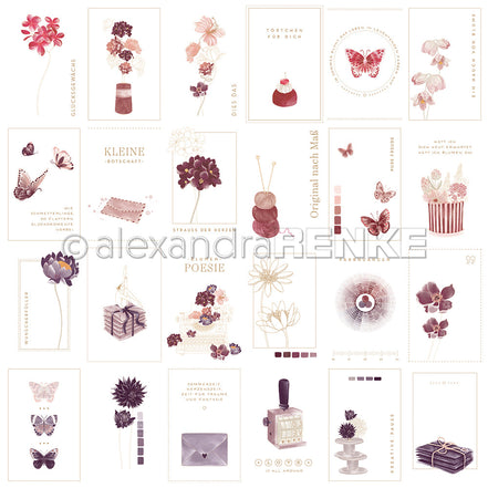 Designpapier 'Kärtchenbogen Bordeaux Violett' 200g/m²