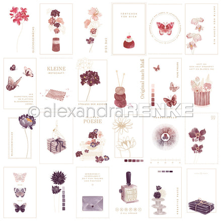 Designpapier 'Kärtchenbogen Bordeaux Violett' 200g/m²