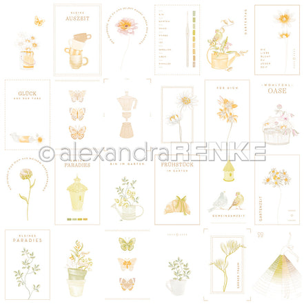 Designpapier 'Floraler Kärtchenbogen Gelbgrün' 200g/m²