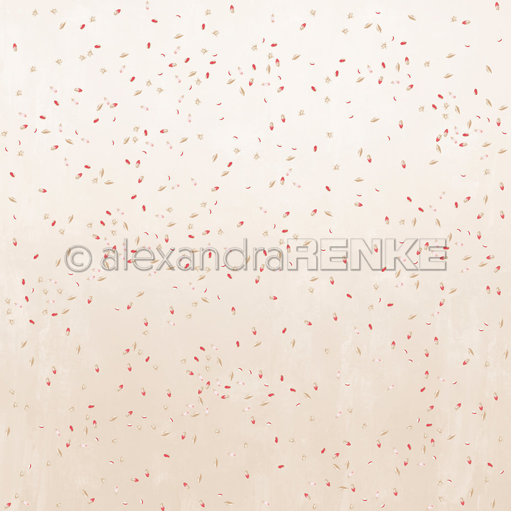 Designpapier 'Kleine Knospen auf Puderbeige' 200g/m²