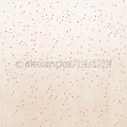Designpapier 'Kleine Knospen auf Puderbeige' 200g/m²