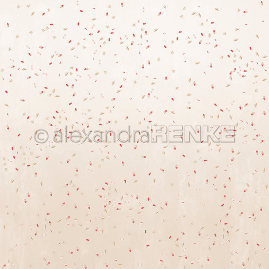 Designpapier 'Kleine Knospen auf Puderbeige' 200g/m²