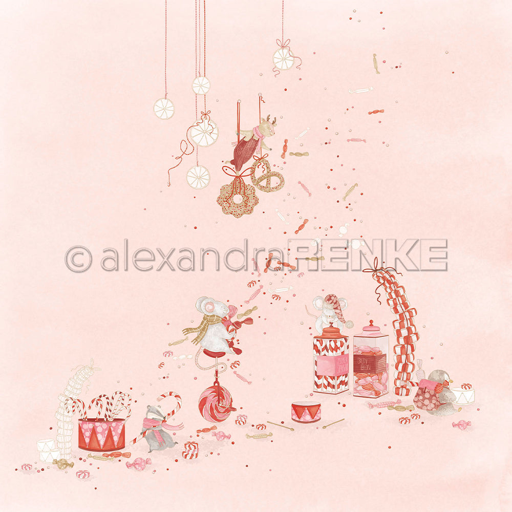 Design Paper 'Weihnachtsmäuse Süßigkeitenspaß' A. RENKE