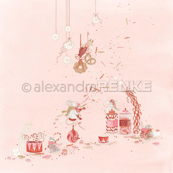 Design Paper 'Weihnachtsmäuse Süßigkeitenspaß' A. RENKE