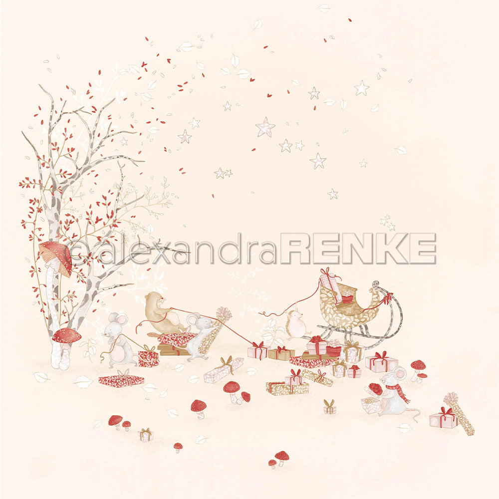 Design Paper 'Weihnachtsmäuse Geschenke-Schlitten' A. RENKE