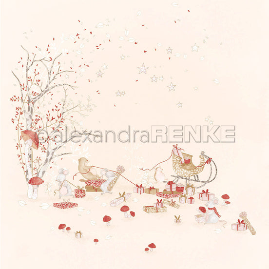 Design Paper 'Weihnachtsmäuse Geschenke-Schlitten' A. RENKE