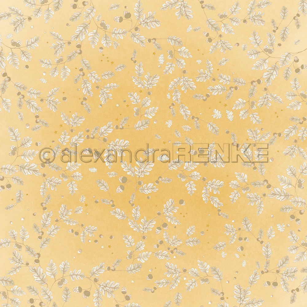 Design Paper 'Eichenwirbel auf Senfgelb' A. RENKE